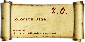 Kolonits Olga névjegykártya