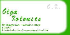 olga kolonits business card